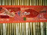 Burnt Orange Zardozi India Sari Tapestry Wall Hanging Table Runner 60x20