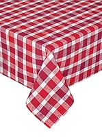 COINCASA Mantel de Mesa Rojo/Blanco 140 x 240 cm