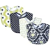 Trend Lab Waverly Rise and Shine Bib Set, Black/White, 4 Count