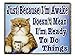 Coffee Gifts Coffee Cup Refrigerator Magnet Funny Cat Just Because I'm Awake