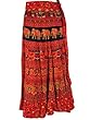 Indian Women Long Wrap Skirt Hippie Indie Orange Animal Floral Print Wrap Around Skirts