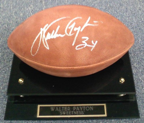 Walter Payton - Chicago Bears - Autographed Hand Signed Wilson NFL Pro Football with COA & Display Case
