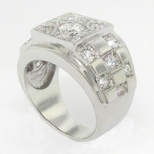 Great Style! Man's Band/Ring - Pavé White CZs