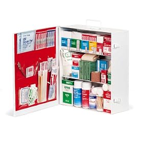 Swift 34-180LF Medium Industrial First Aid Kit in Metal Box, Suitable for Wall Hanging with 2 Shelves and a Red Liner