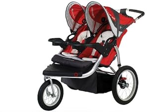 Schwinn Turismo Swivel Double Jogger, Red/Gray