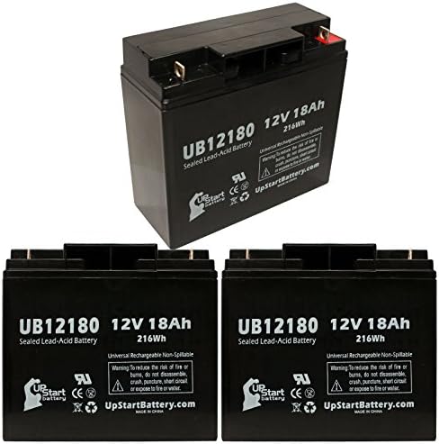 3 Pack Replacement for Frank Mobility Go Ped ESR 750 Battery - Replacement UB12180 Universal Sealed Lead Acid Battery (12V, 18Ah, 18000mAh, T4 Terminal, AGM, SLA)