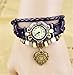 Boho Chic Vintage Inspired Leather Rope Bracelet Watch With Heart (Coffee)