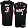 adidas Miami Heat #3 Dwyane Wade Black Replica Basketball Jersey (Large)