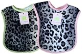 Patricia Ann Designs Snow Leopard Reversible Bib - Vanilla Fleece with Chartreuse and White Gingham