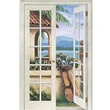 French Doors Seaside Villa Ocean Golf Clubs Wall Mural