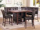 6 pc walnut finish wood counter height dining table set with booth style seats by AMBfurniture