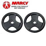 Marcy 2 x 15kg Tri-Grip Black Rubber Olympic Weight Plates