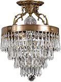 Crystorama 5273-AG-CL-MWP Regal Collection 3-Light Semi-Flush, Aged Brass Finish with Hand Cut Crystal