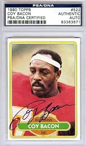 Coy Bacon Autographed/Hand Signed 1980 Topps Card PSA/DNA #83363671