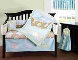 Jessica Breedlove Noahs Ark 6 Piece Crib Set, Blue/Brown
