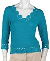 Lauren Hansen Women's Hand Crochet V neck with Circle Crochet