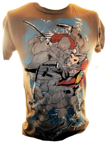  Wolverine of the X-Men (Marvel Comics) Mens T Shirt - Wolvy Vs. Ninjas (Classic Trade Paperback Artwork by Frank Miller)