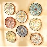 Set of 8 Wall Decors with Painted Pattern and Embossed Design