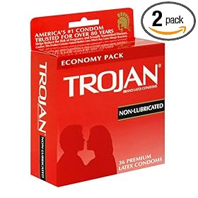 Click here to buy Trojan Latex Condoms, Non-Lubricated, 36-Count Boxes (Pack of 2) by Trojan.