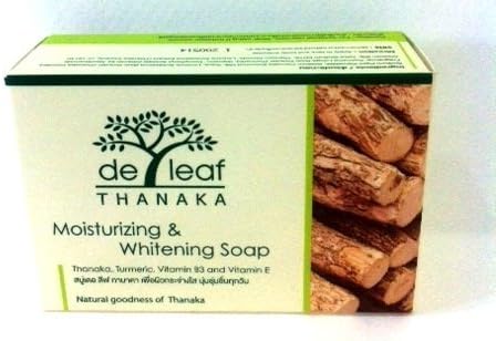 De Leaf Thanaka Moisturizing &amp; Whitening Soap with Thanaka, Turmeric, Vitamin B3 and Vitamin E 100g by De Leaf Thanaka