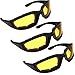 3 Pairs Kickback Foam Padded Motorcycle Sunglasses Yellow