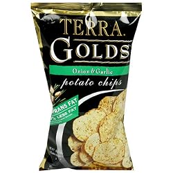 Terra Golds Potato Chips, Onion & Garlic, 5-Ounce Bags (Pack of 12)
