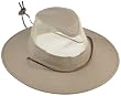 Dorfman Pacific Men's 1 Piece Brushed Twill Mesh Safari Hat With Genuine Leather Trim