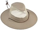 Dorfman Pacific Men's 1 Piece Brushed Twill Mesh Safari Hat With Genuine Leather Trim
