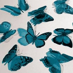 Butterfly 3D Translucent Decoration 12 TEAL Butterflies