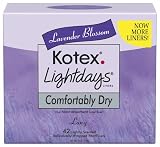 Kotex Lightdays Comfortably Dry Lavender Scented Pantiliners, 42 Count, (Case of 6)