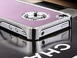 Pandamimi Dana Brand Luxury Bling Rhinestone Chrome Hard Case Cover for Apple Cool iPhone 4S 4 4G Case Pink with Free Sc