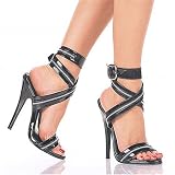 Pleaser Shoes Womens DOMINA-119 6" Zipper-Inlaid Wrap- Around Sandal