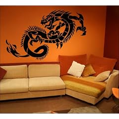 Wandtattoo Wandaufkleber XXL Drache 120 x 75cm schwarz - bis 200x125cm Gr��e und Farbe w�hlbar VERSANDKOSTENFREI Motiv: #32