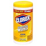 Clorox Disinfecting Wipes, Lemon Fresh, 75-Count Tubs, Case of 6 (450 Wipes)