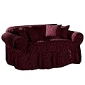 Burgundy Scroll Damask Sofa Slipcover