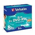 Verbatim 43514 8CM 2x DVD-RW 1.4GB Mini Slim Jewel Case (Pack of 5)
