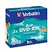 Verbatim 43514 8CM 2x DVD-RW 1.4GB Mini Slim Jewel Case (Pack of 5)