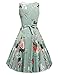 ACEVOG Women Sleeveless Swing Floral Dress For Party Cocktail Light Gray M