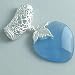 Silver Plated Blue Chalcedony Pendant Heart - Ladies Necklace Charm (1.25 inch)