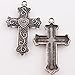 25pcs Charms Vintage Silver Cross Carved Heart Alloy Findings 32x22x3mm
