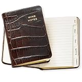 Mini Wine Journal, Crocodile Leather, Tabbed, Brown