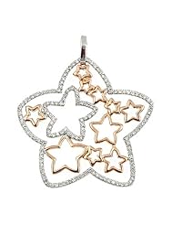14K Two-Tone Gold Diamond Star Pendant (0.80 Cttw, F Color, VS Clarity)