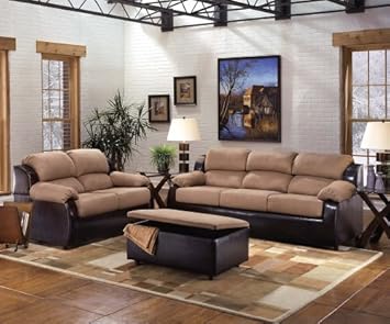 SIMMONS 5001 AMARILLO SECTIONAL SOFA LOVESEAT WEDGE OTTOMAN TWO TONE SET NEW