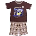 Wall.E - Apparel - Boys Brown Plaid 2 Piece Shorts Set