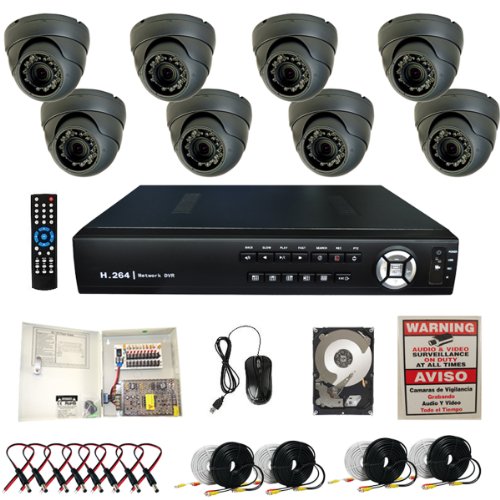 Evertech 8ch H.264 Video Compression Real-time Dvr Cctv Surveillance System with 8 Dome Security Dome 700tvl Cameras-2tb HDD