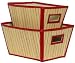 Split Bamboo Cases Set of 2 with Canvas Lining and Leatherette Trim Large= 13 3/4" x 10" x 7 1/2"