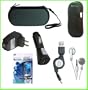 PSP 7 items accessory bundle: usb ac travel charger, usb car charger,usb data cable, psp soft case, psp premium hard case, premium earphone, and psp screen protector.