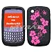 BLACKBERRY 8520 Laser Hibiscus Hot Pink Black Skin Case