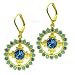  Delicate Lucia Costin Circle Dangle Earrings with Glittering Swarovski Crystals; Hand-made in Italy