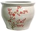 Asian Design Planter Pots - 14" Cherry Blossoms on Ice Crackle Ivory Porcelain Pottery Fishbowl